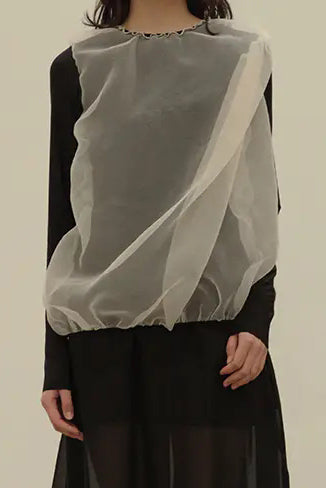 SWAYING/KNIT Pleated Top-Organza SW202SZ16